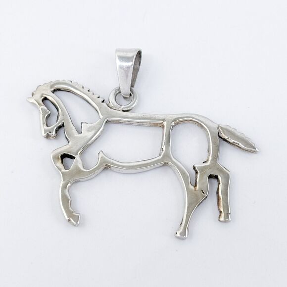 Vintage Sterling Silver 925 Openwork Horse Pendant - Picture 2 of 8